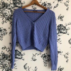 J. Crew V Neck Pointelle Cropped Cardigan